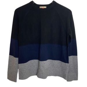 100% Cashmere Color block Black Navy Grey Marine Layer sweater S